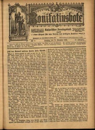 Erste Ausgabe vom Sonntag, den 25. Dezember 1898.
