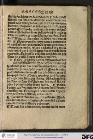 [T]ertium preceptum est Memento ut diem sabbati sanctifices. Hoc preceptum refertur ad spiritussancti gratiam sive bonitatem sicut secundum ad filii veritatem et primum ad patris potestatem.