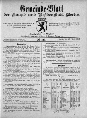 1914,16: No. 16, 19. April 1914