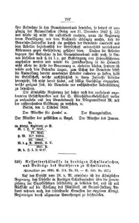 Ressortverhältnisse in streitigen Schulbausachen, und Beiträge des Gutsherrn zu Schulbauten : [IV. Elementarschulwesen]