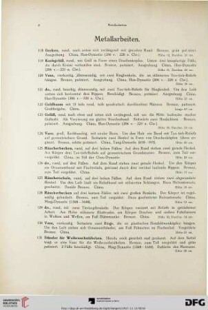 Metallarbeiten (Nr. 118-250)