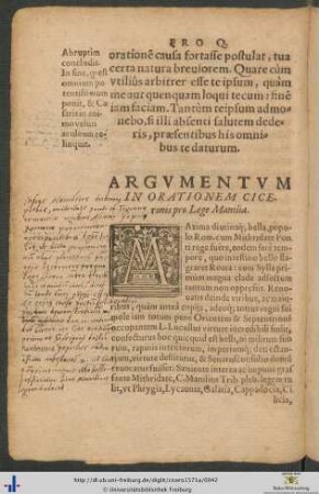 Argumentum In Orationem Ciceronis pro Lege Manilia