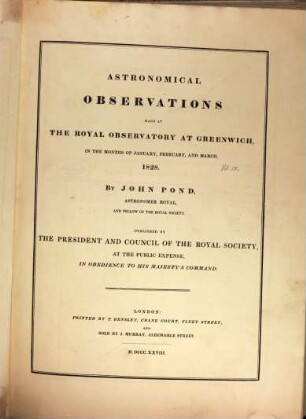Astronomical observations made at the Royal Observatory at Greenwich. 1828