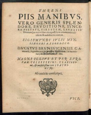 Threni Piis Manibus ...