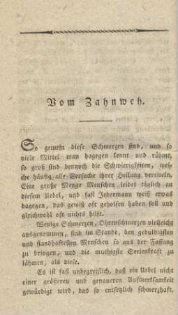 Vom Zahnweh