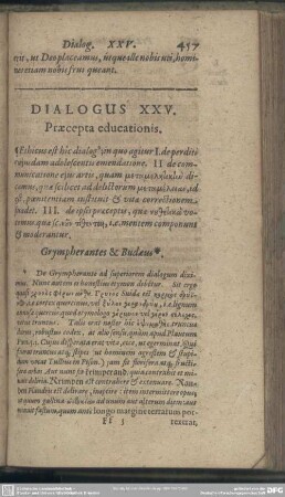 Dialogus XXV. Praecepta educationis