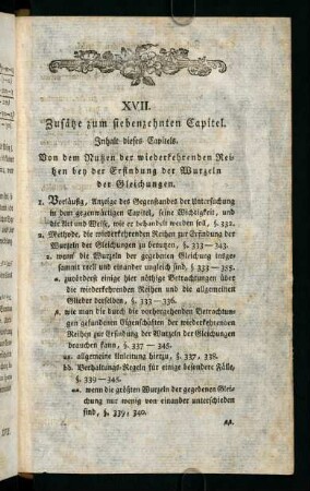 623-626, XVII. Zusätze zum siebenzehnten Capitel. - XVIII. Zusätze zum achtzehnten Capitel.