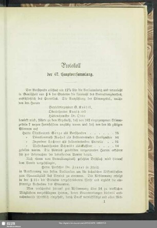 Protokoll der 67. Hauptversammlung