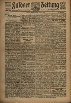 Erste Ausgabe vom Mittwoch, den 19. Januar 1910.