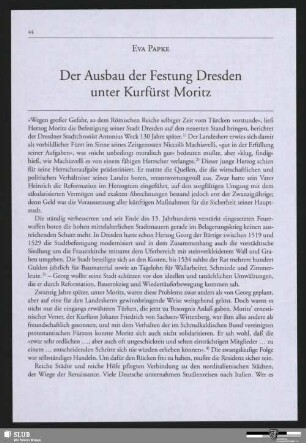 Der Ausbau der Festung Dresden unter Kurfürst Moritz
