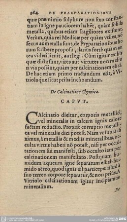 De Calcinatione Chymica.
