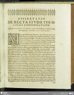 Dissertatio De Recta Studii Theologici Conformatione