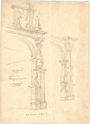 Hauberrisser, Georg von; u. a. Deutschland; Italien; Österreich; Skizzen - Teile vom Portal (Perspektive)