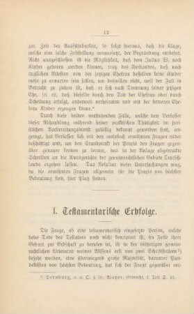 I. Testamentarische Erbfolge