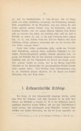I. Testamentarische Erbfolge