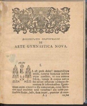 Dissertatio Inuguralis de Arte Gymnastica Nova I.