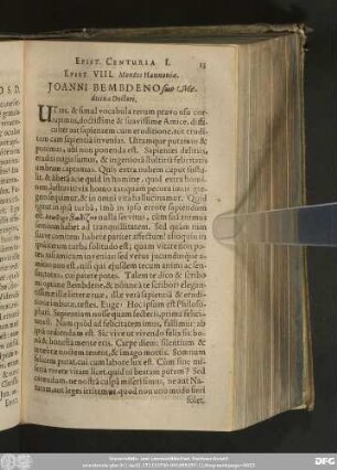 Epist. VIII. Montes Hannoniae. Ioanni Bembdeno suo Medicinae Doctori.