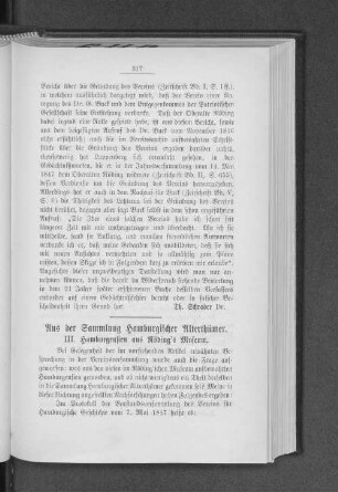 Aus der Sammlung Hamburgischer Alterthümer.