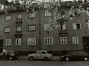 Glauchau, Scherbergplatz 5/6, Reihenhäuser, Straßenfront