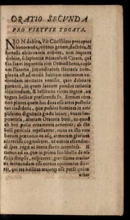 Oratio Secunda Pro Virtute Togata.