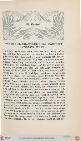 Kapitel III. Von der Beschaffenheit des wahrhaft großen Stils