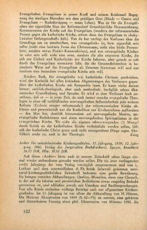 102-103 [Rezension] Archiv für mittelrheinische Kirchengeschichte; 11. Jahrgang