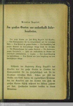 Neuntes Kapitel. Im großen Garten vor anderthalb Jahrhunderten