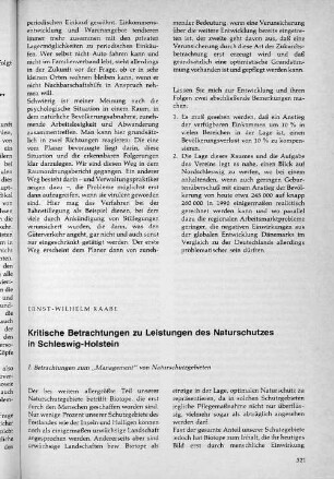 Kritische Bestrebungen zu Leistungen des Naturschutzes in Schleswig-Holstein.