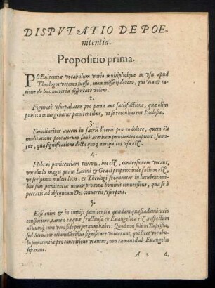 Disputatio De Poenitentia.