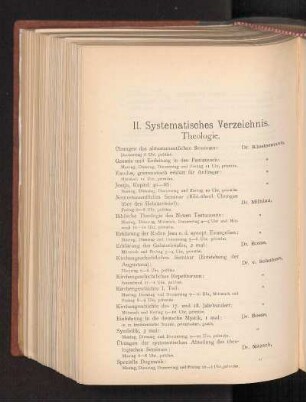 II. Systematisches Verzeichnis.