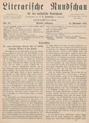 673-678 Die neuere theologische Literatur über die leibliche Aufnahme Maria's in den Himmel