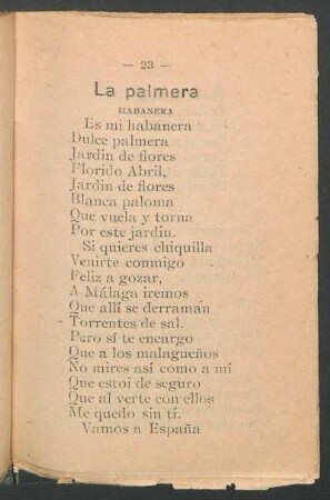 La palmera : Habanera