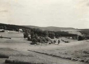 Krugsreuth bei Asch (Aš-Kopaniny). Blick von Nord-Nordosten zum Hainberg (Háj) (758 m)