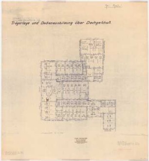 Villa von der Heydt, Berlin-Tiergarten Umbau: Trägerlage und Deckenausbildung über dem Dachgeschoss 1:100