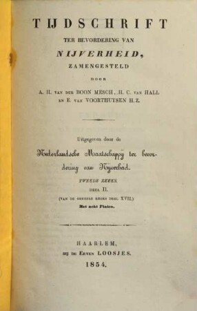 Tijdschrift ter bevordering van nijverheid. 17,1. 1854 = Reeks 2, Deel 2