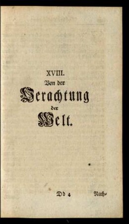 XVIII. Von der Verachtung der Welt