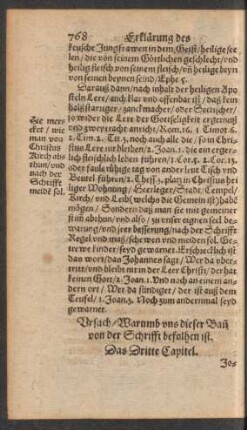 Ursach/ Warumb uns dieser Bann von der Schrifft befolhen ist. Das Dritte Capitel.
