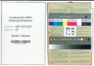 Entnazifizierung Herbert Decker , geb. 03.01.1909 (Finanzbeamter)