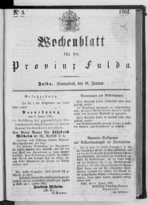 Nr. 3, Ausgabe vom 18. Januar 1862