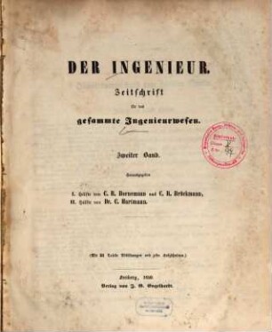 Der Ingenieur : Zeitschr. für d. gesamte Ingenieurwesen, 2. 1850