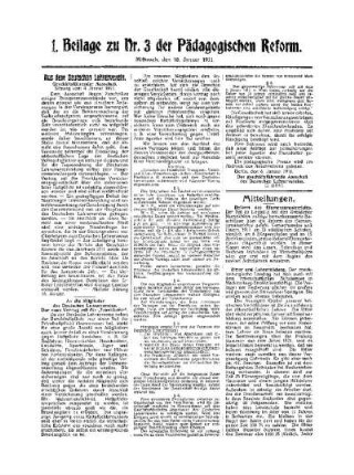 Aus dem Deutschen Lehrerverein : 1. Beilage zu Nr. 3 der Pädagogischen Reform