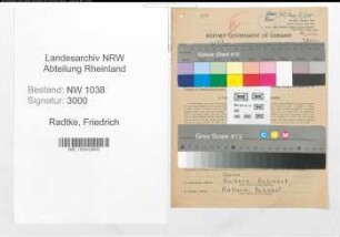 Entnazifizierung Friedrich Radtke , geb. 13.10.1889 (Bahnbeamter)