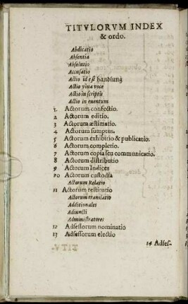 Titulorum Index & ordo