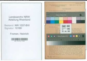 Entnazifizierung Heinrich Fromen , geb. 29.11.1888 (Studienrat)