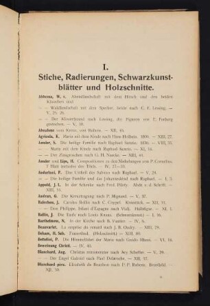 I. Stiche, Radierungen, Schwarzkunstblätter und Holzschnitte.
