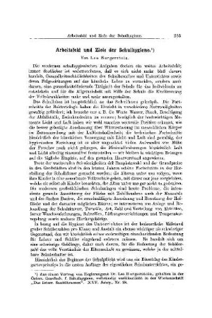 Arbeitsfeld und Ziele der Schulhygiene