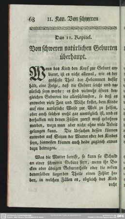 Das 11. Kapitel. Von schweren natürlichen Geburten überhaupt