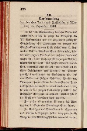 XII. Versammlung der deutschen Land- und Forstwirthe in Altenburg im September 1843