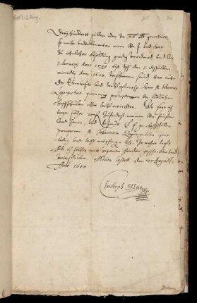 Pflug, Christoph: Quittung; betrifft erhaltene Besoldung; 1600 Aug. 2
