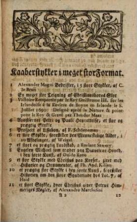 Fortegnelse paa En stor og rar Samling af Kaaberstykker ...